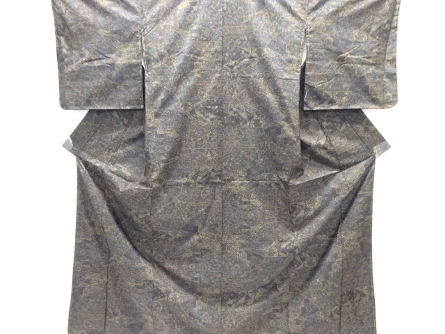 大特価品　未使用品　花更紗模様織り出し本場泥大島紬着物(5マルキ)